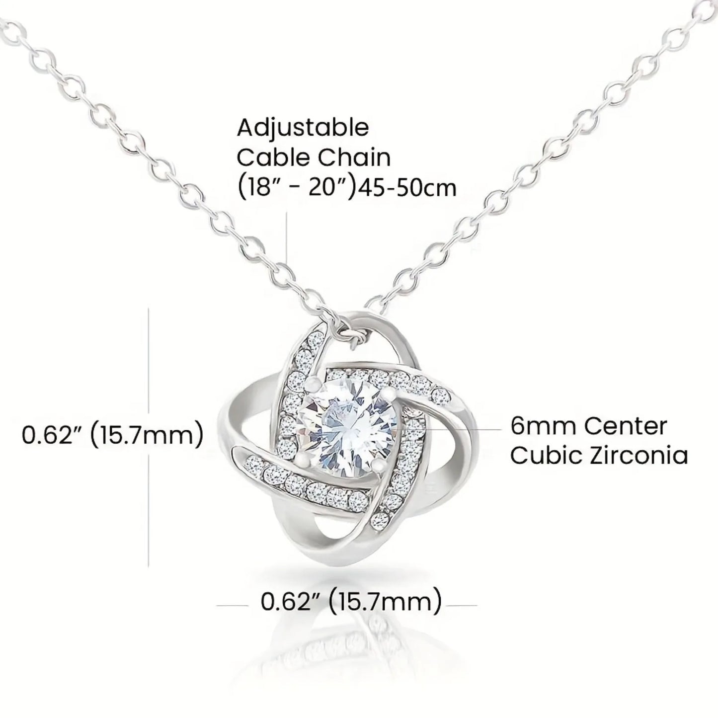 To My Sister Necklace, Interwoven Knot Pendant with Sister Message Card Label, Symbolic Gift, Suitable for Sisters