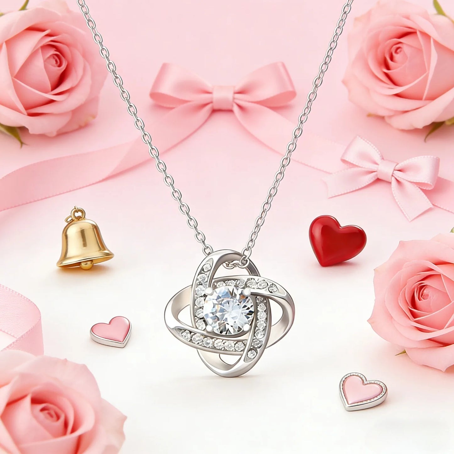 To My Sister Necklace, Interwoven Knot Pendant with Sister Message Card Label, Symbolic Gift, Suitable for Sisters