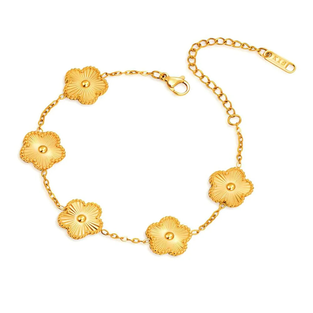 Stainless Steel Bracelet Double Sided Bracelets Five Leaf Petals Flower Gold Plated Clover Women Fashion Jewely