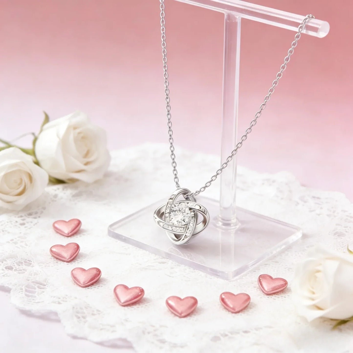 To My Sister Necklace, Interwoven Knot Pendant with Sister Message Card Label, Symbolic Gift, Suitable for Sisters